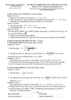 Đề thi tốt nghiệp trung học phổ thông năm 2006 - Môn thi: Toán - Trung học phổ thông phân ban