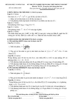 Đề thi tốt nghiệp trung học phổ thông năm 2007 - Môn thi: Toán - Trung học phổ thông phân ban
