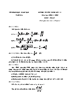 Đề thi tuyển sinh vào 10 của tỉnh Nam Định từ năm 1995 đến 2008 - Môn Toán