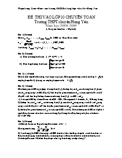 Đề thi vào lớp 10 chuyên Toán - Trường THPT chuyên Hưng Yên - Năm học 2008- 2009