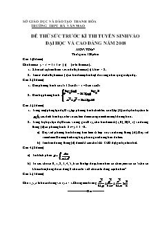 Đề thử sức trước kì thi tuyển sinh vào đại học và cao đẳng - Môn: Toán