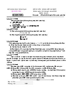 Đề tuyển sinh lớp 10 THPT - Quảng Trị - Năm 2010 - Môn Toán