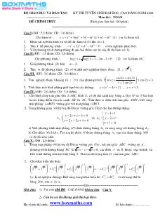 Đề và đáp án - Toán khối A - Từ năm 2002 đến 2009