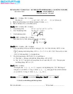 Đề và đáp án - Toán khối B - Từ năm 2002 đến 2009