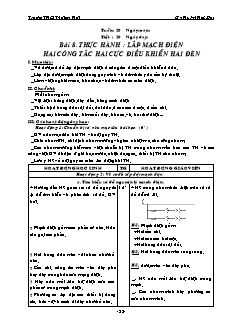 Giáo án Công nghệ 9 - Bài 8 - Thực hành: lắp mạch điện hai công tắc hai cực điều khiển hai đèn