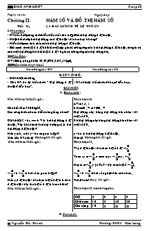 Giáo án Đại số 7 - Chương II: Hàm số và đồ thị hàm số - Trường THCS Kim Long