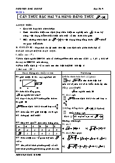Giáo án Đại số 9 - Tiết 2: Căn thức bậc hai và hằng đẳng thức