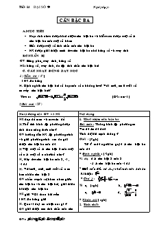 Giáo án Đại số lớp 9 - Tiết 14: Căn bậc ba