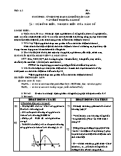 Giáo án Giải tích 12 - Bài 1 - Tiết 1 đến 3: Sự đồng biến, nghịch biến của hàm số