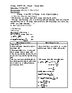 Giáo án Giải tích 12 ( Ban cơ bản) - Phương trình Mũ và Phương trình Lôgarit (Tiết 3)