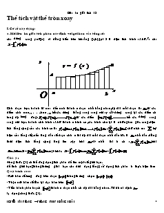 Giáo án giải tích 12 - Thể tích vật thể tròn xoay