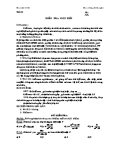 Giáo án Giải tích 12 - Tiết 23: Kiểm tra một tiết
