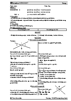 Giáo án Hình học 7 - Chương I: Đường thẳng vuông góc đường thẳng song song - Trường THCS Trương Công Định