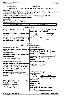 Giáo án Hình học 7 - Chương II: Tam giác - Trường THCS Kim Long