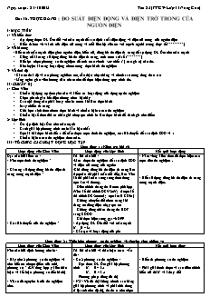 Giáo án Vật lý 11 nâng cao - Bài 16 - Thực hành: đo suất điện động và điện trở trong của nguồn điện