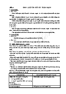 Giáo án Vật lý 11 - Tiết 17 - Định luật Ôm đối với toàn mạch