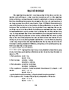 Giáo trình Toán rời rạc - Chương VIII: Đại số Boole