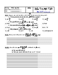 Kiểm tra một tiết - Môn Đại Số 9 (chương một)