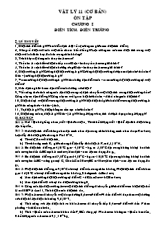 Bài tập Vật lý 11 (cơ bản) - Ôn tập chương I: Điện tích. Điện trường