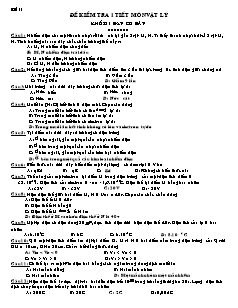 Bộ đề kiểm tra 1 tiết môn Vật lý khối 11 ban cơ bản (kèm đáp án)