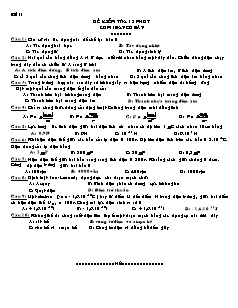 Bộ đề kiểm tra 15 phút - Vật lý lớp 11 kì 1 ban cơ bản (kèm đáp án)