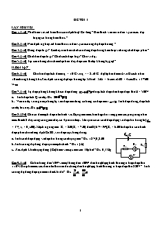Bộ đề thi học kì I môn Vật lý 11 có đáp án