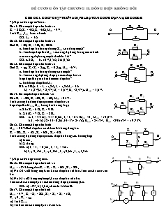 Đề cương ôn tập Vật lý 11 - Chương II: Dòng điện không đổi