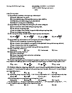 Đề (dự bị) học kì I – 11 cơ bản môn Vật lý