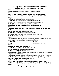 Đề kiểm tra 15 phút Tự chọn buổi 2 - Vật lý khối 11- Chương trình cơ bản nâng cao