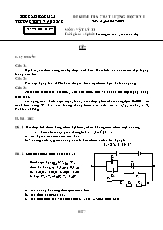 Đề kiểm tra chất lượng học kỳ I môn Vật lý 11