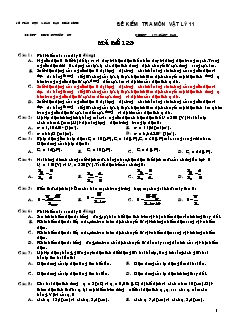 Đề kiểm tra môn Vật lý 11 chương 1+2 nâng cao