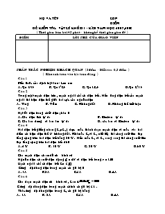 Đề kiểm tra Vật lí khối 11 - Kì I