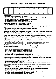 Đề thi HKI – Môn Vật lý - Lớp 11A