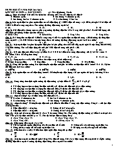Đề thi học kì I môn Vật lí khối 11 - Ban cơ bản - Đề 2