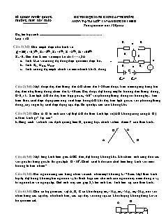 Đề thi học sinh giỏi cấp trường môn Vật lí lớp 11