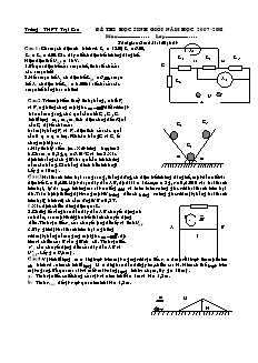 Đề thi học sinh giỏi Vật lý 11 - Trường THPT Trại Cau