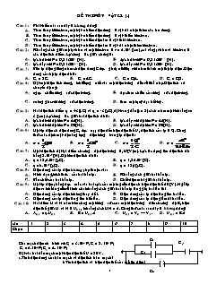 Đề thi môn Vật lý 11 nâng cao (Đề 1)