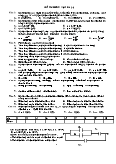 Đề thi môn Vật lý 11 nâng cao (Đề 2)