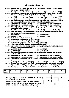 Đề thi môn Vật lý 11 nâng cao (Đề 4)