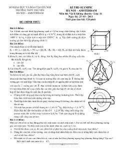 Đề thi Olympic Hà Nội – Amsterdam năm 2011 môn thi Vật lý không chuyên - Lớp 11