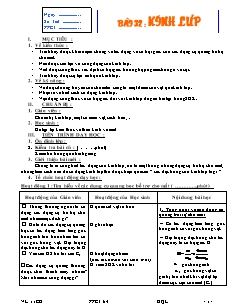 Giáo án môn Vật lý 11 - Bài 32 - Kính lúp