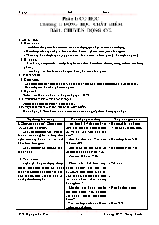 Giáo án Vật lý 10 - Bài 1 - Chuyển động cơ