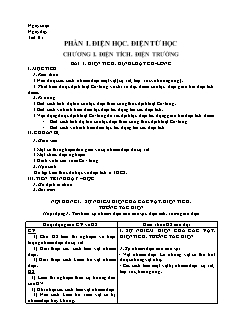 Giáo án Vật lý 11 - Bài 1 - Điện tích. Định luật cu-lông