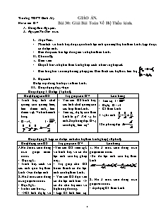 Giáo án Vật lý 11 - Bài 30 - Giải bài toán về hệ thấu kính