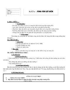 Giáo án Vật lý 11 - Bài 4 - Công của lực điện