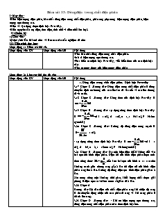 Giáo án Vật lý 11 - Bám sát 13: Dòng điện trong chất điện phân