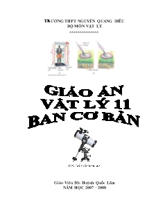 Giáo án Vật lý 11 - Ban cơ bản - Bài 1 đến 9 - Trường THPT Nguyễn Quang Diêu