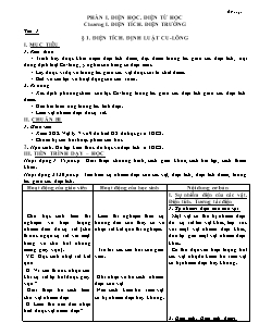 Giáo án Vật lý 11 - Ban cơ bản - Tiết 1 đến 67
