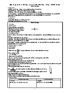 Giáo án Vật lý 11 - CT nâng cao - Tiết 9: Tụ điện