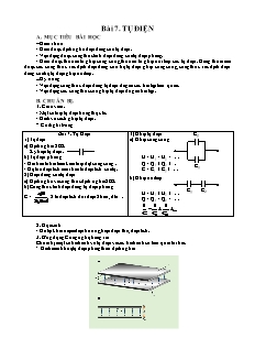 Giáo án Vật lý 11 nâng cao - Bài 7 - Tụ điện